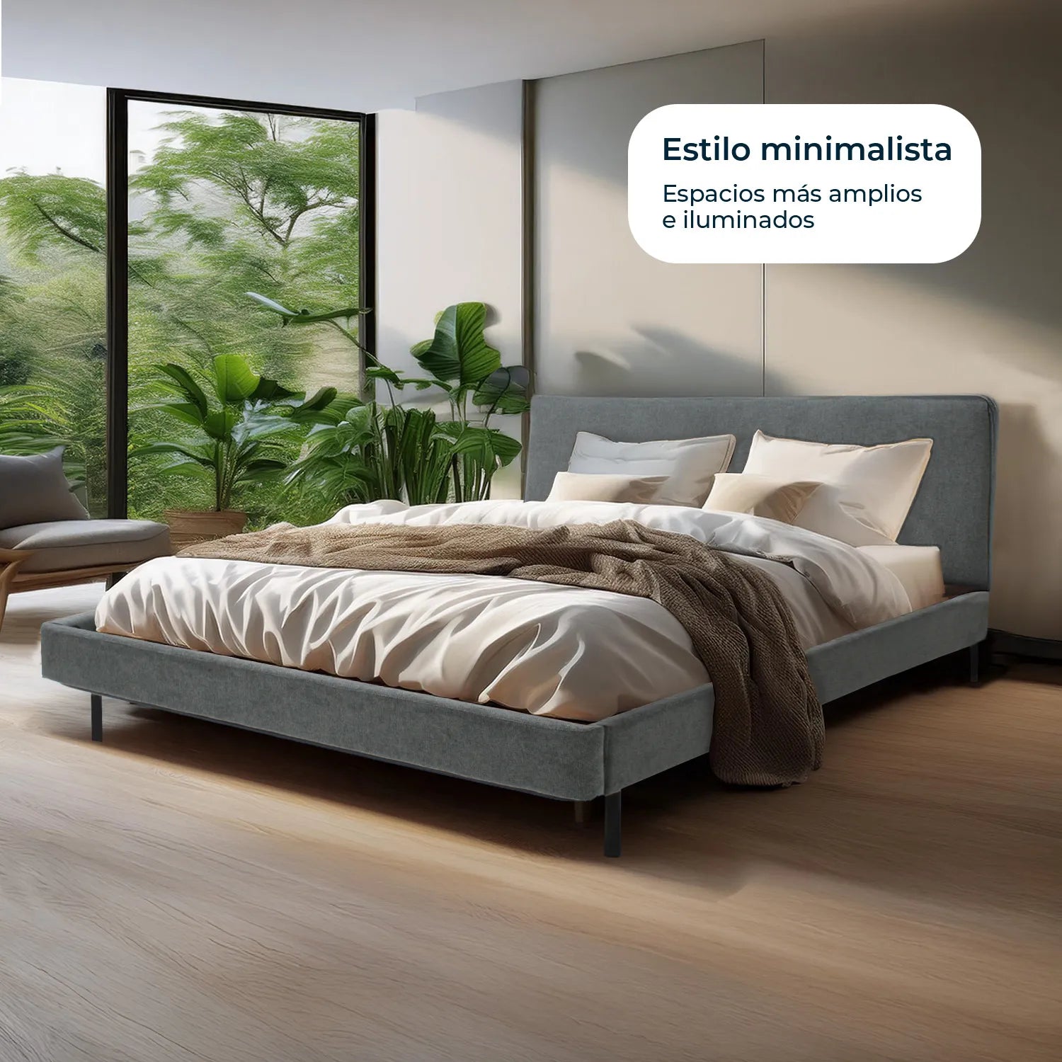 Cama Queen 6053 Bristol Gris