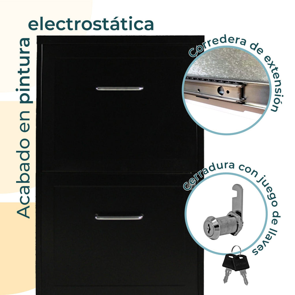 Archivero Metalico 2 Gav 16251 Negro
