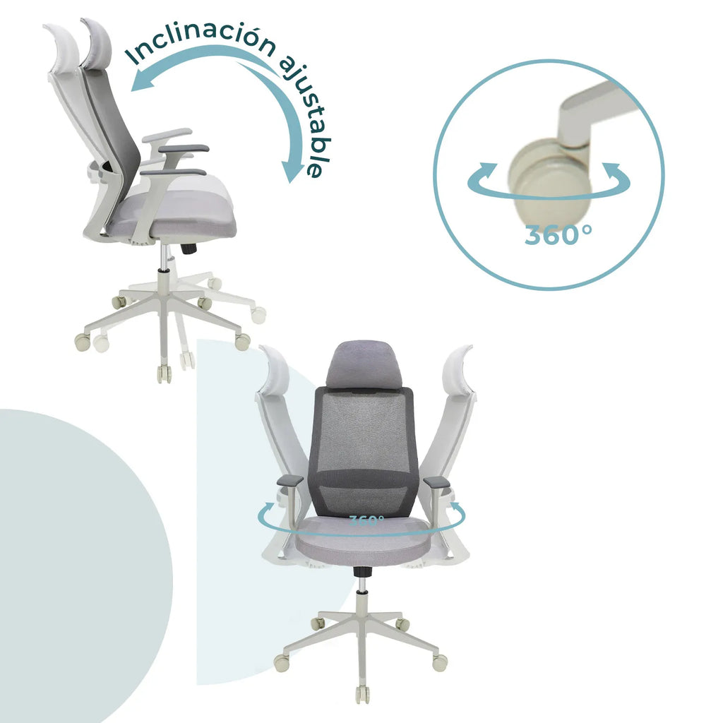 Silla Directiva Ruan 8323W Gris