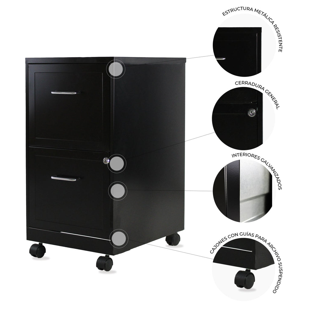 Archivero Metalico 2 Gav 16251 Negro