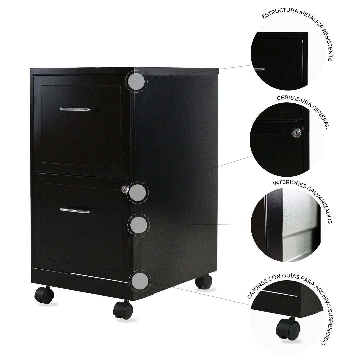 Archivero Metalico 2 Gav 16251 Negro