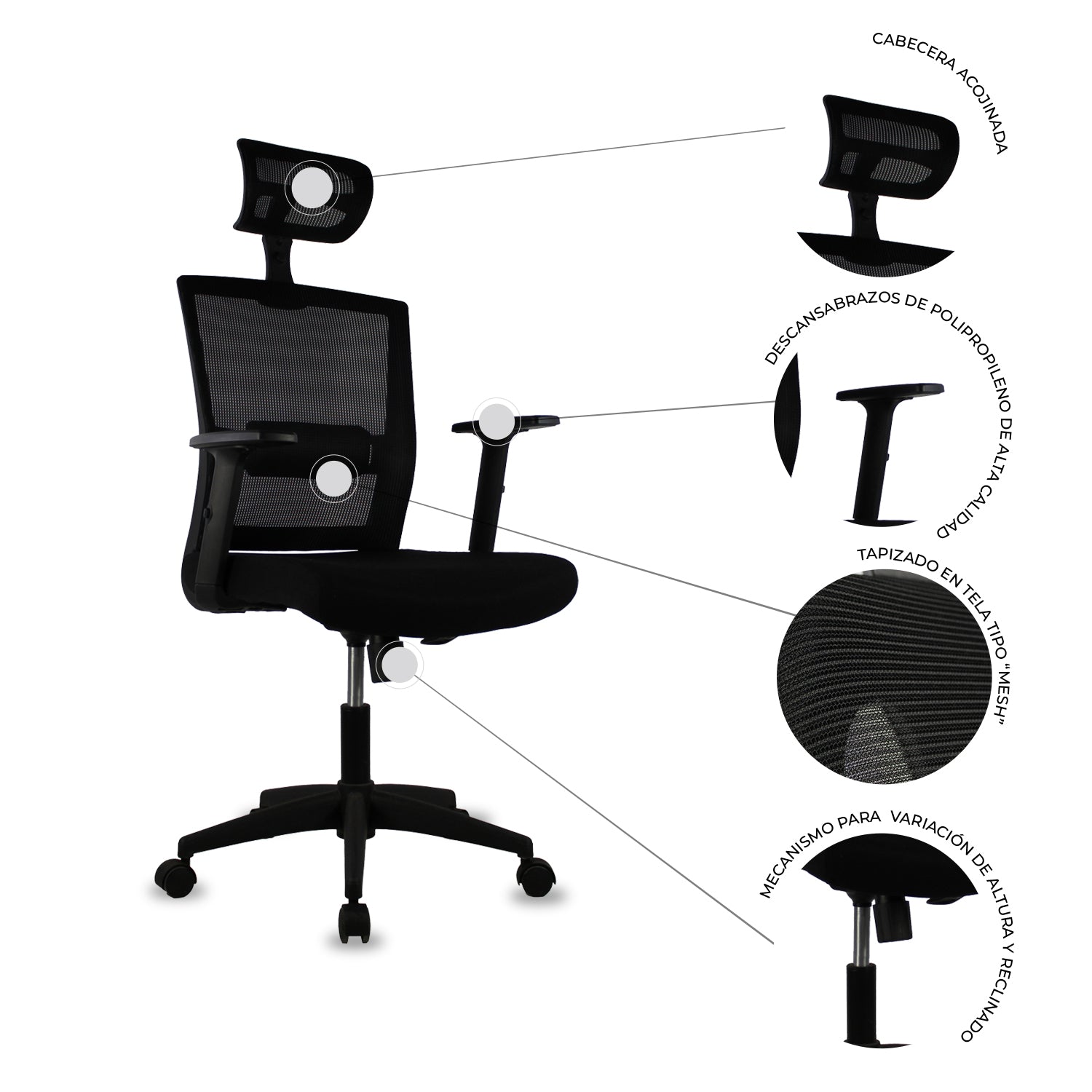 Silla Directiva Bilbao Jm-318 Mesh Ne