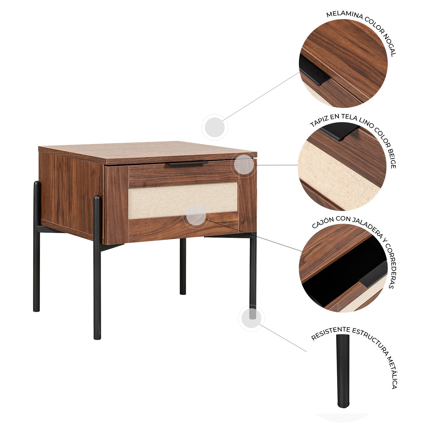 Buro Imperia 50X40 Negro Nogal