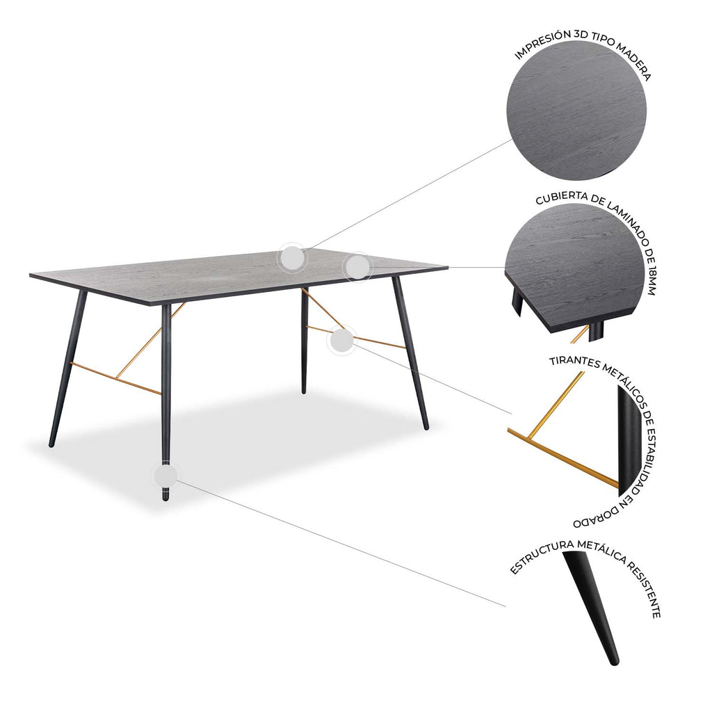 Mesa De Comedor Luxo 160X90 - Negro