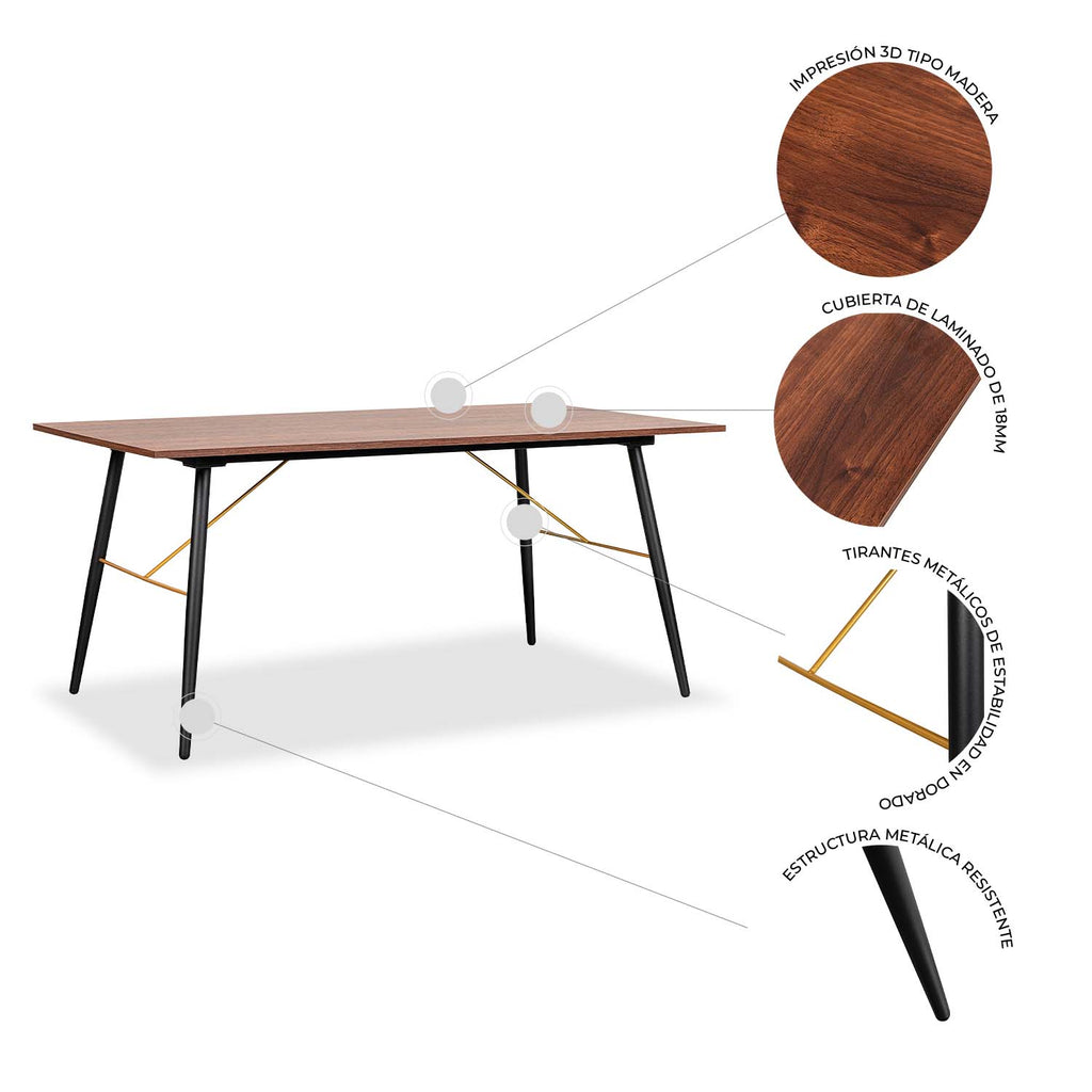 Mesa De Comedor Luxo 160X90 - Negro