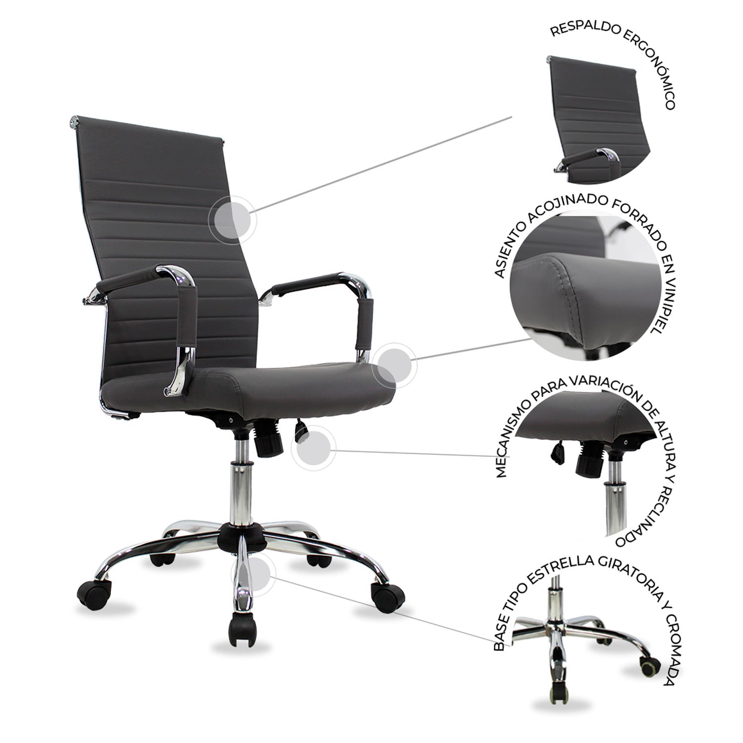 Silla Ejecutiva Jm-A05 Premium - Gris