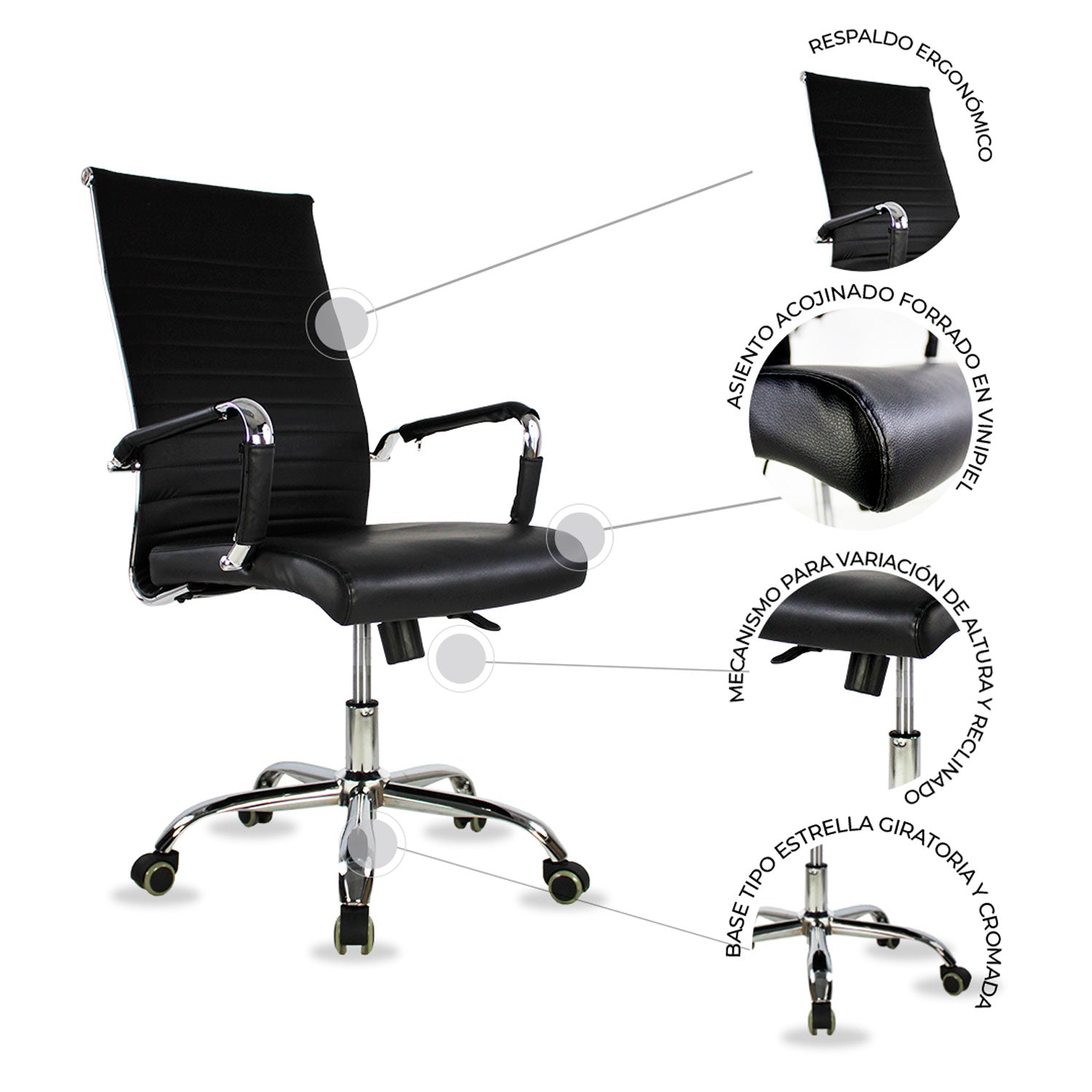 Silla Ejecutiva Jm-A05 Premium - Negro