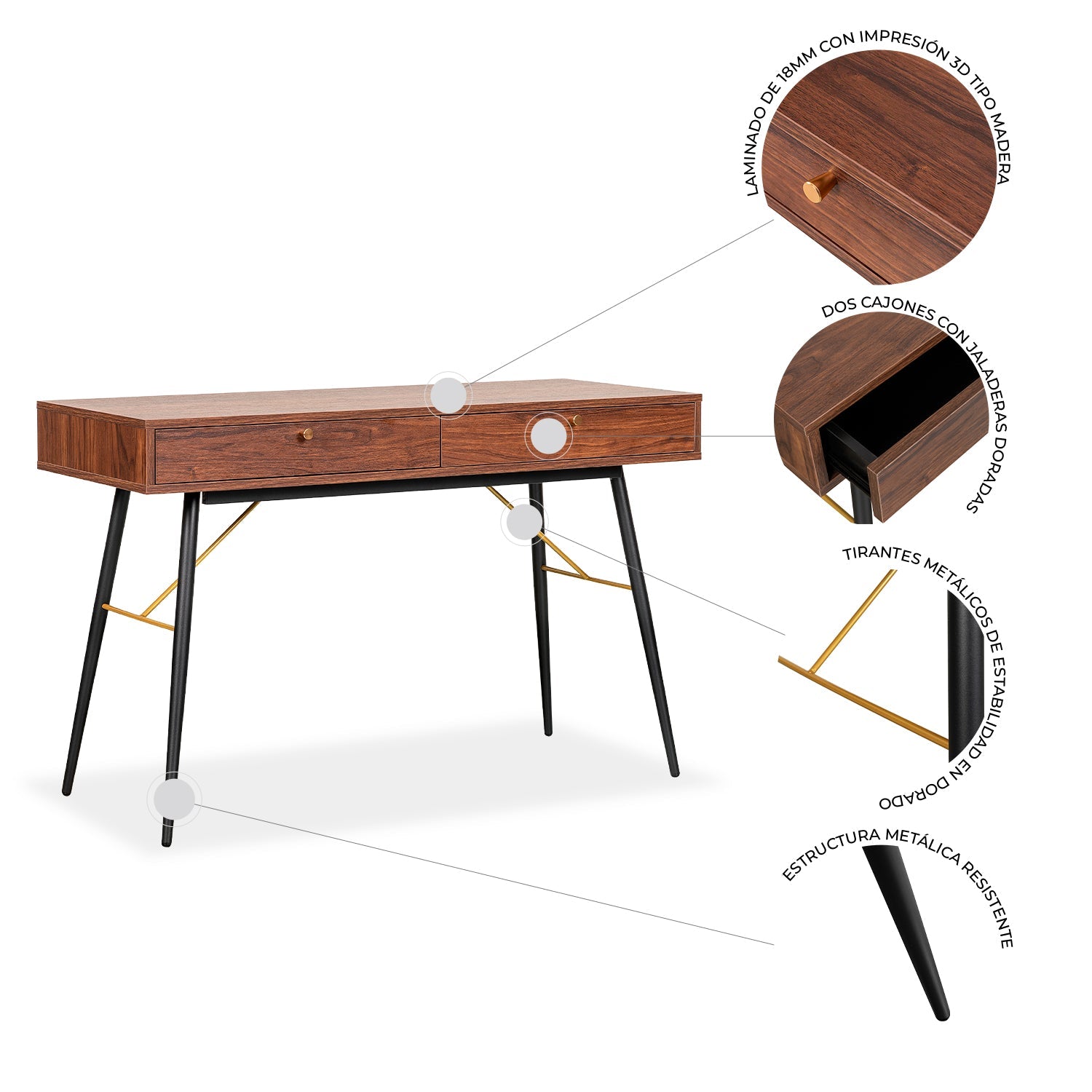 Escritorio Home Office Luxo 120X50 - Negro