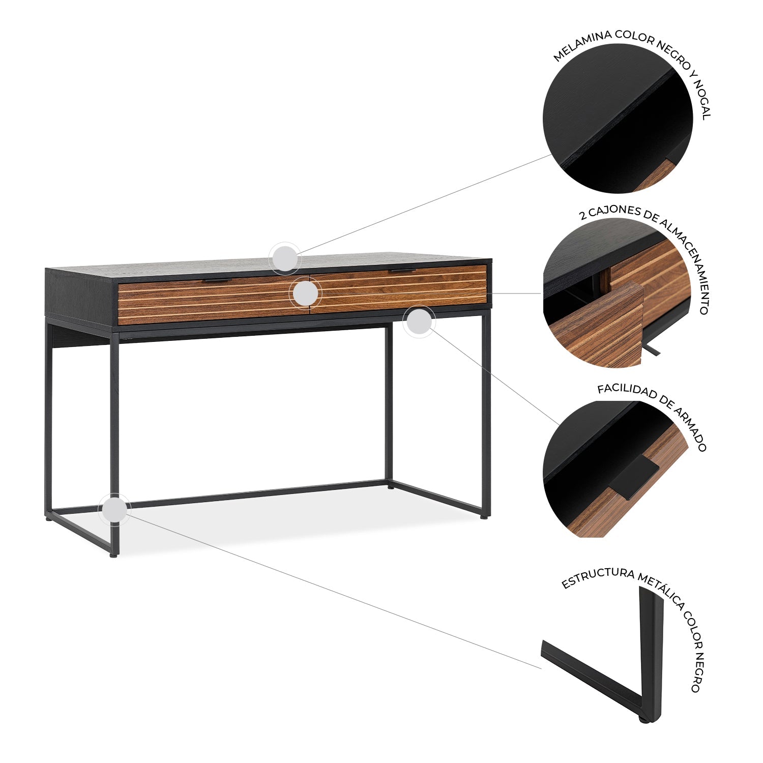 Escritorio Home Office Piamonte 120X50 - Nogal