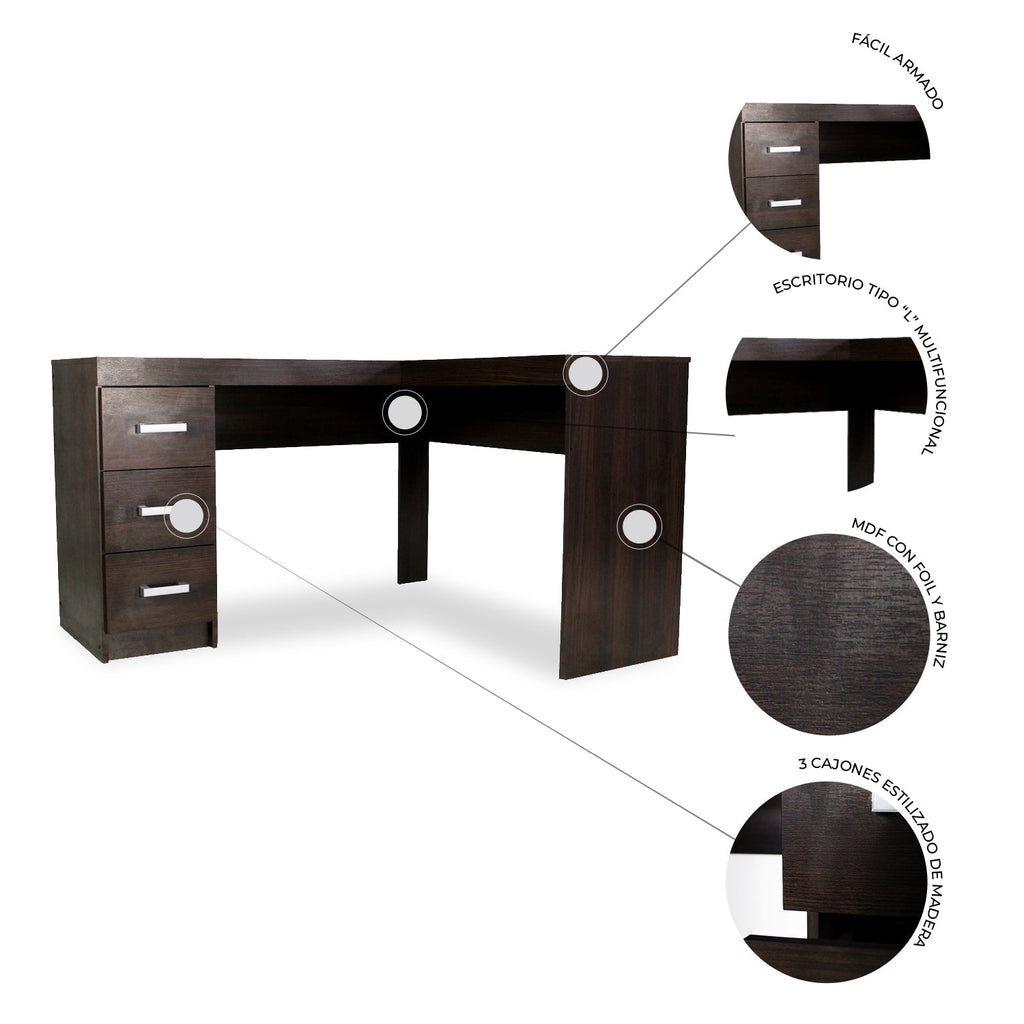 Escritorio Secretarial Jm-1184 Fenix 3C - Wengue