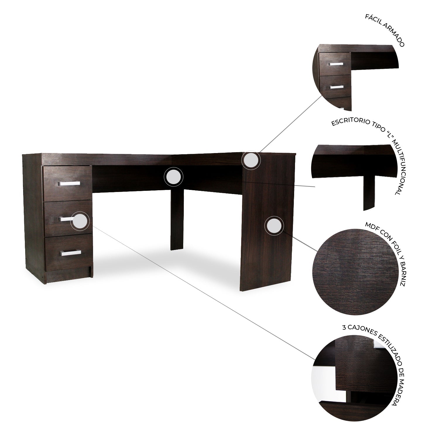 Escritorio Secretarial Jm-1184 Fenix 3C - Wengue