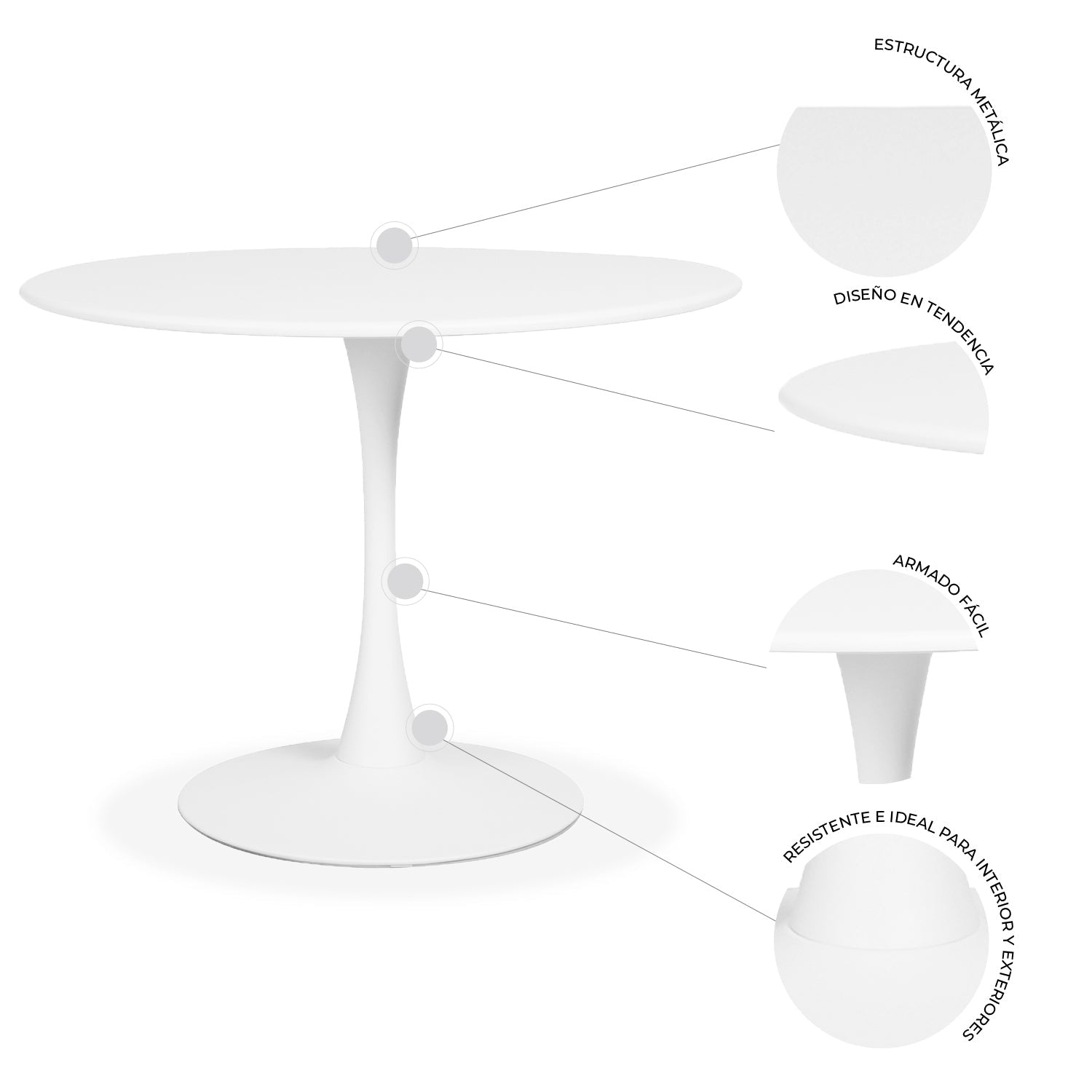 Mesa Exterior Vittoria 80 - Blanco
