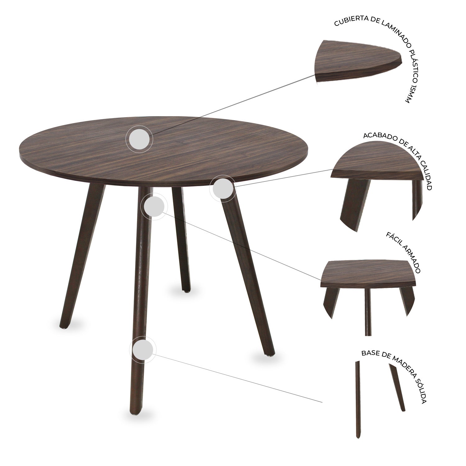 Mesa Frankfurt Circular 80 - Nogal