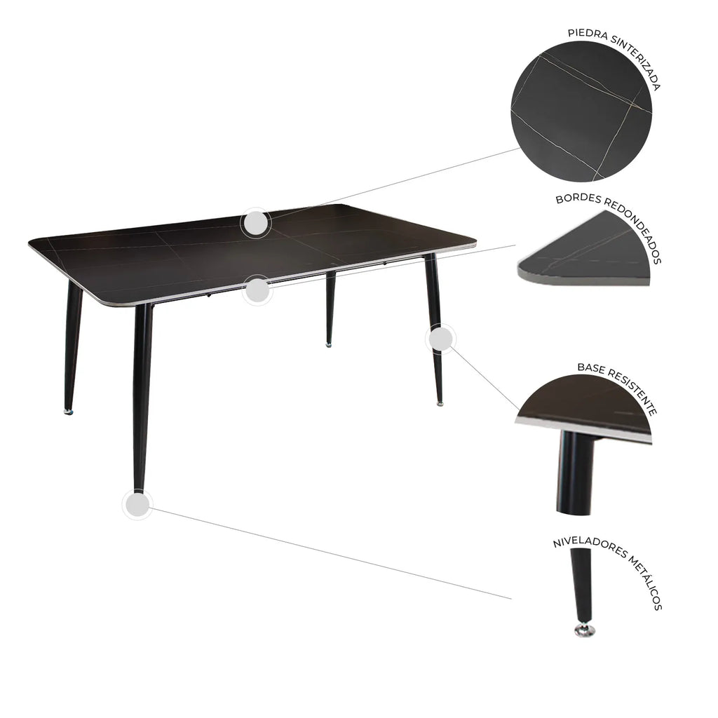 Mesa De Comedor 160 Sora 1326 - Negro