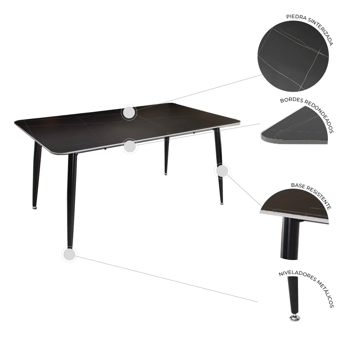 Mesa De Comedor 160 Sora 1326 - Negro
