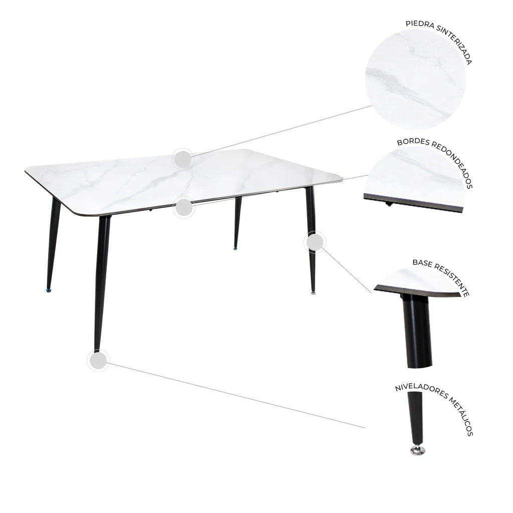 Mesa De Comedor 160 Sora 1326 - Negro