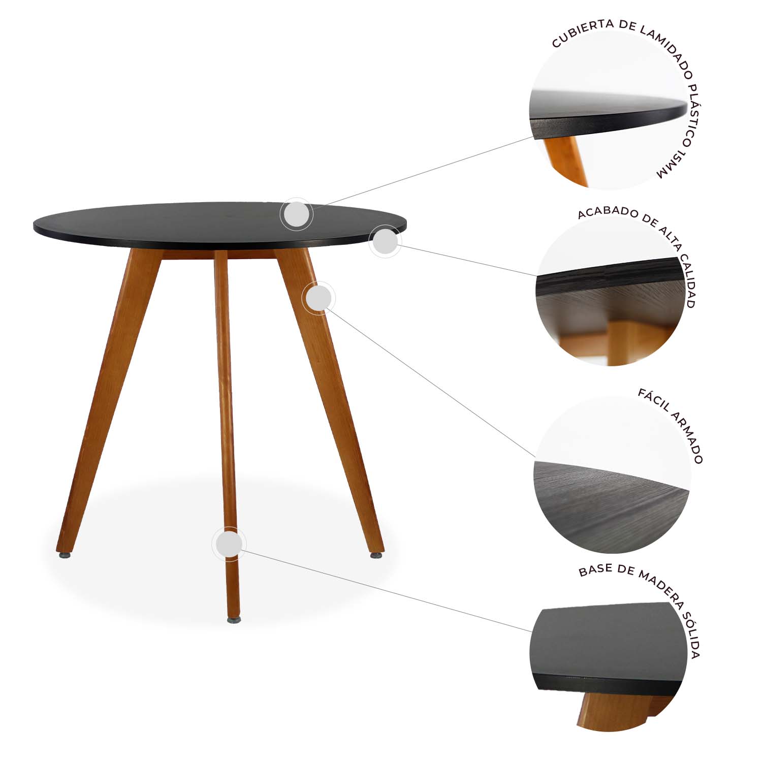 Mesa Frankfurt Circular 80 - Negro