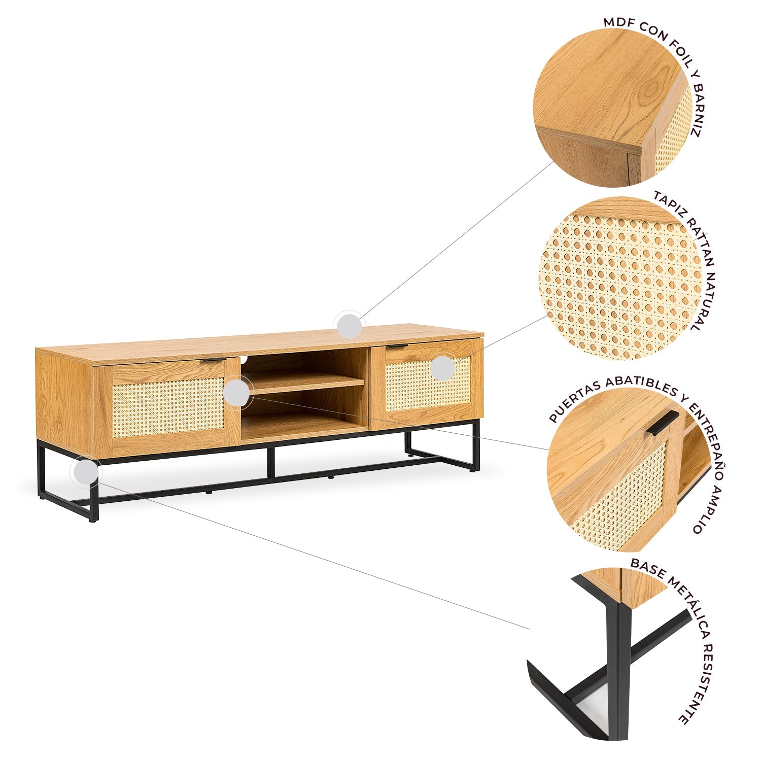 Mueble De Tv Xelha 150X40 Chapa Roble