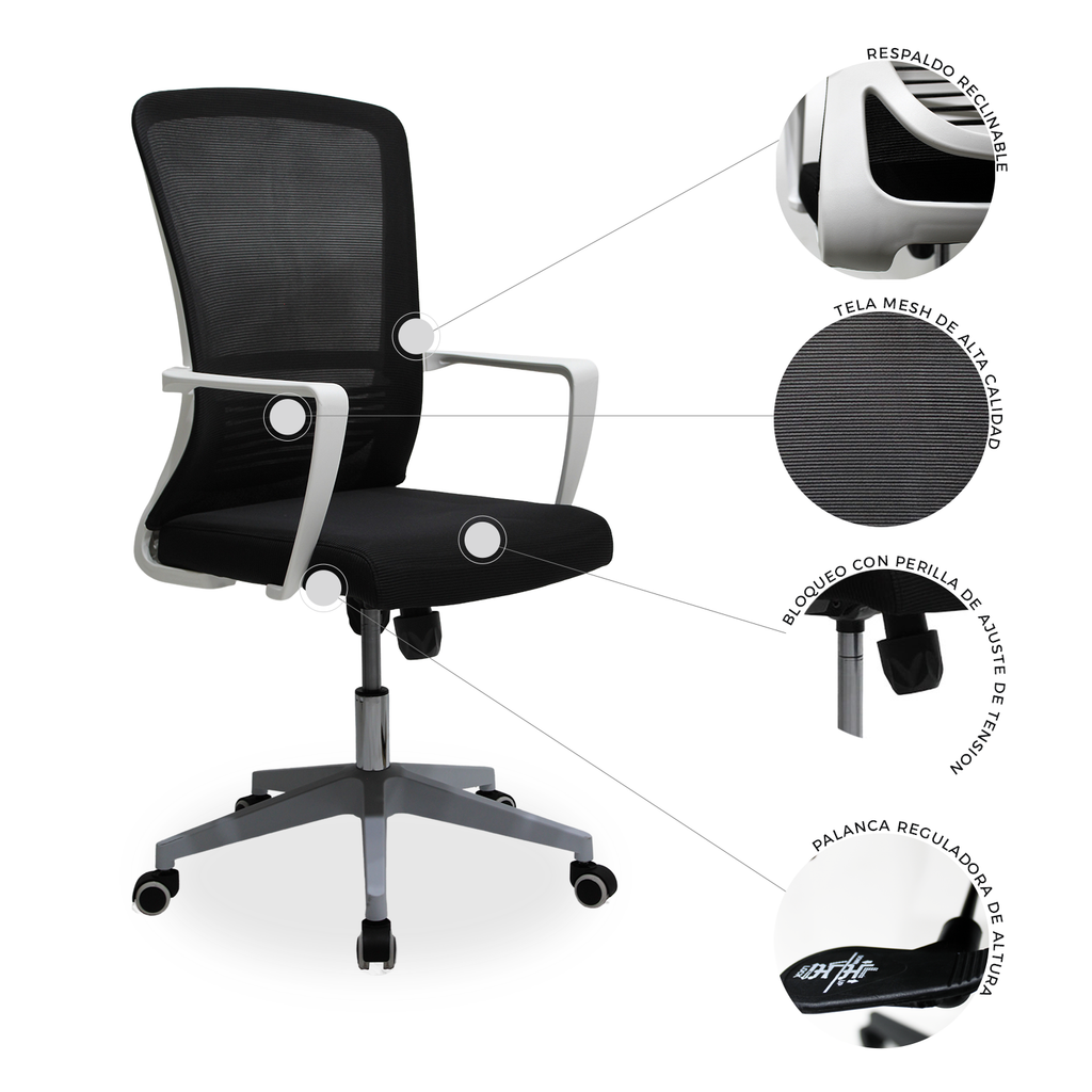 Silla Ejecutiva Cardona 249W Blanca - Negra
