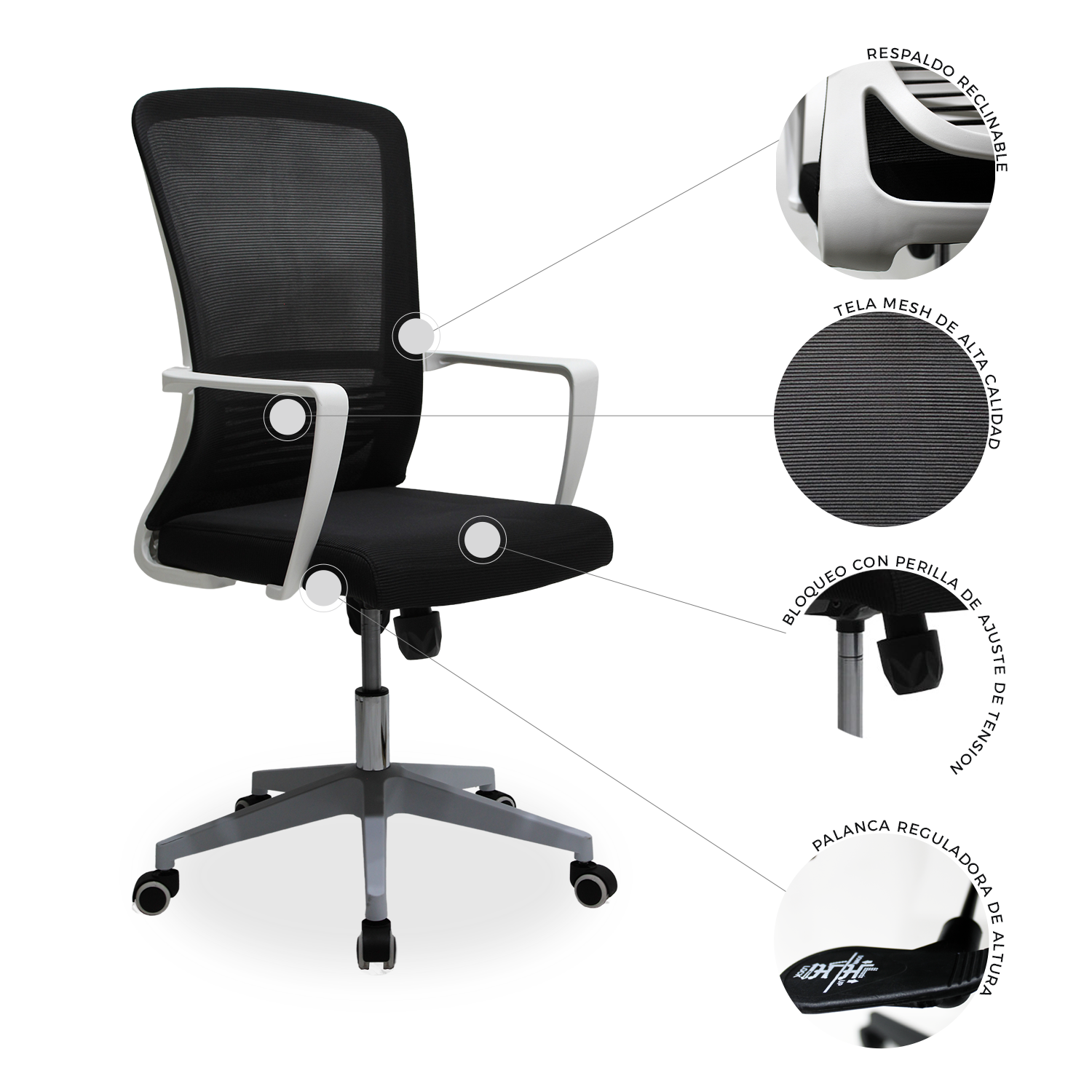 Silla Ejecutiva Cardona 249W Blanca - Negra