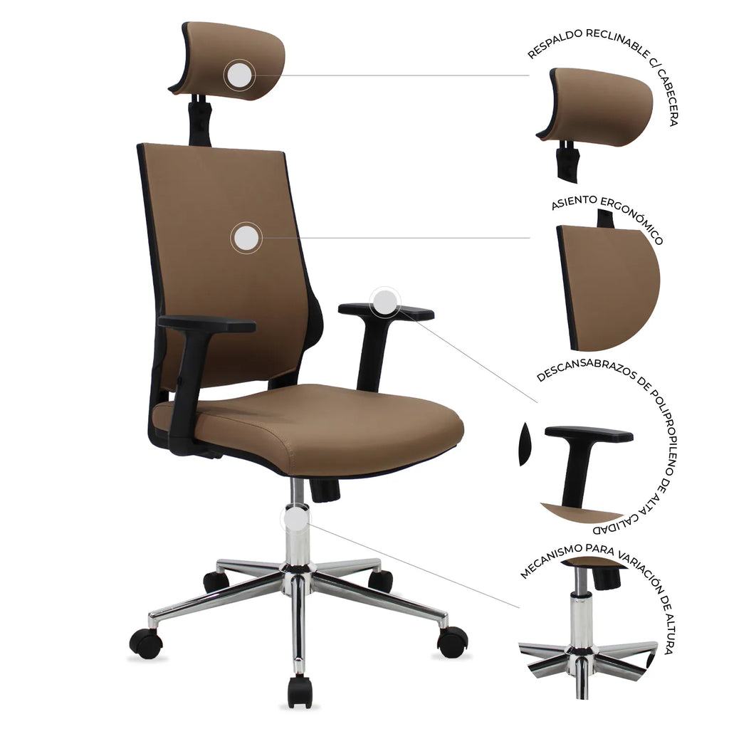 Silla Directiva Lugo Jm-530D Pu - Gris