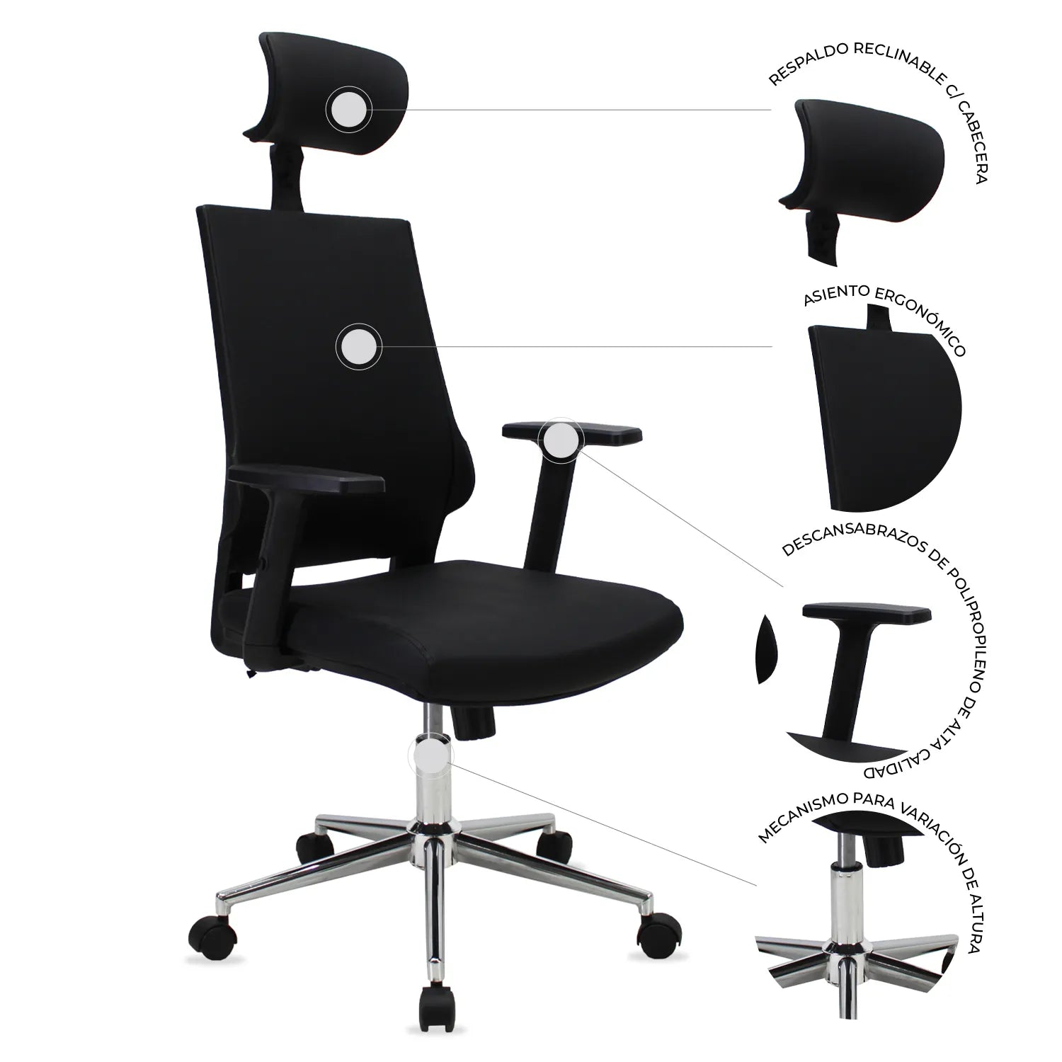 Silla Directiva Lugo Jm-530D Pu - Negro