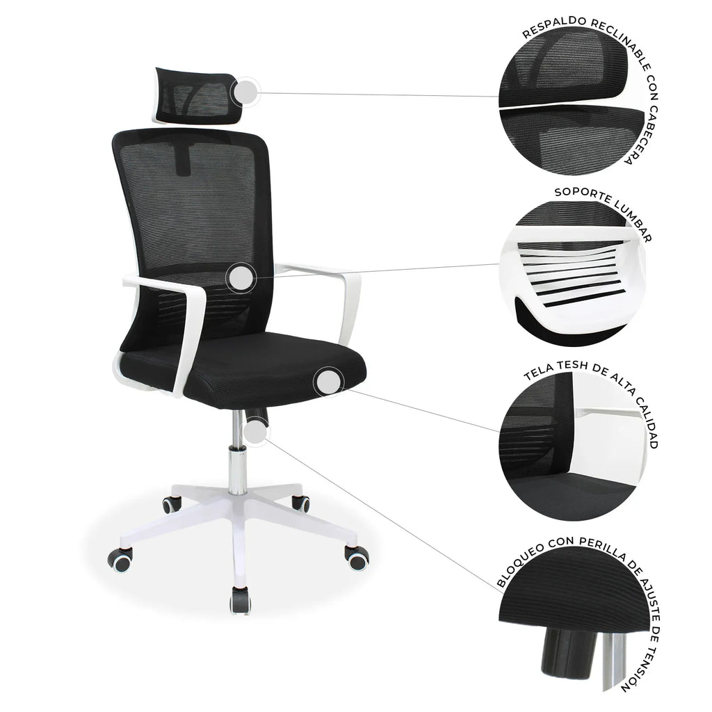 Silla Directiva Cardona 249Wa Blanca - Gris