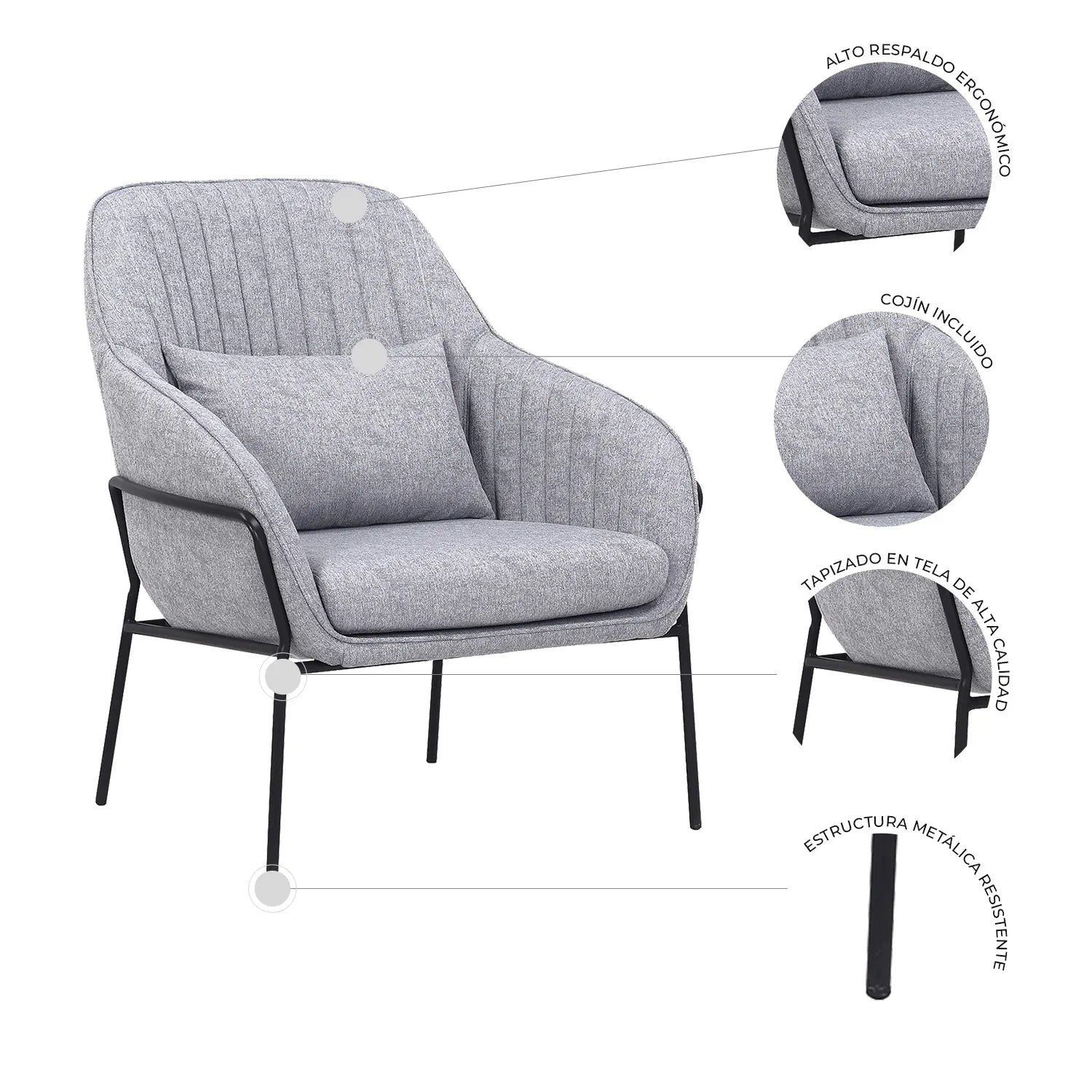 Sillon Burano 323 Gris