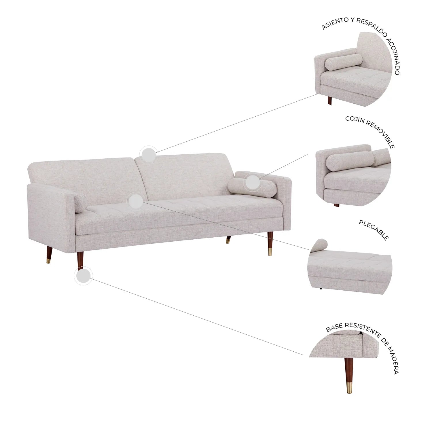 Sofa Cama Lecco L186 196X80X81 - Gris