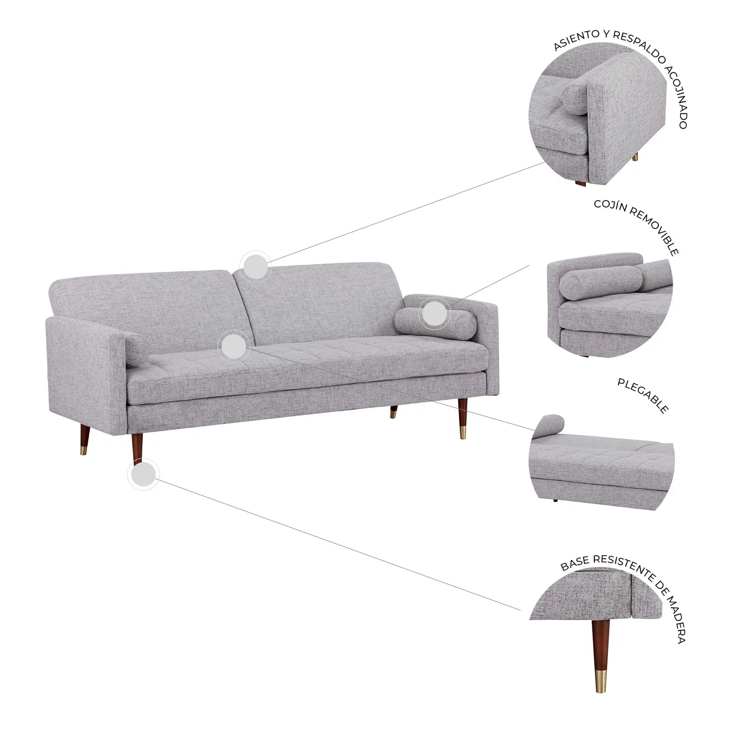 Sofa Cama Lecco L186 196X80X81 - Gris