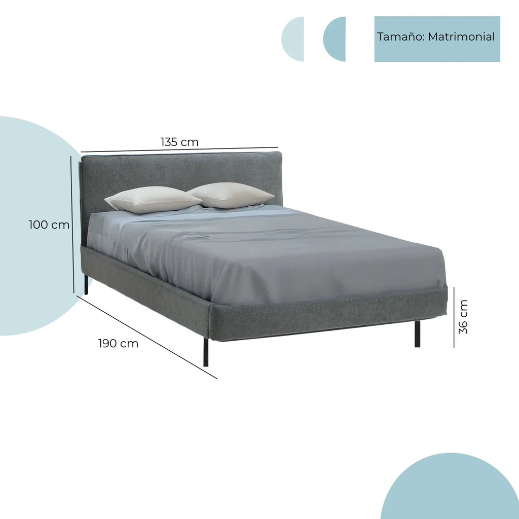 Cama Queen 6053 Bristol Gris