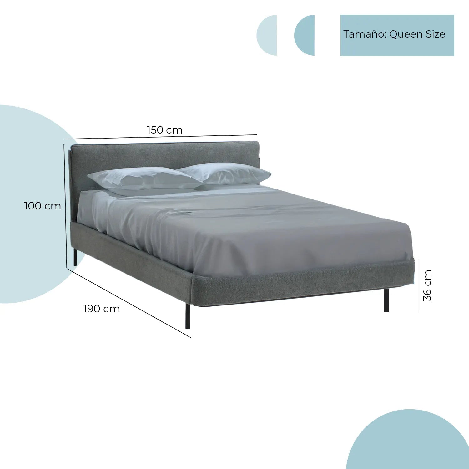 Cama Queen 6053 Bristol Gris