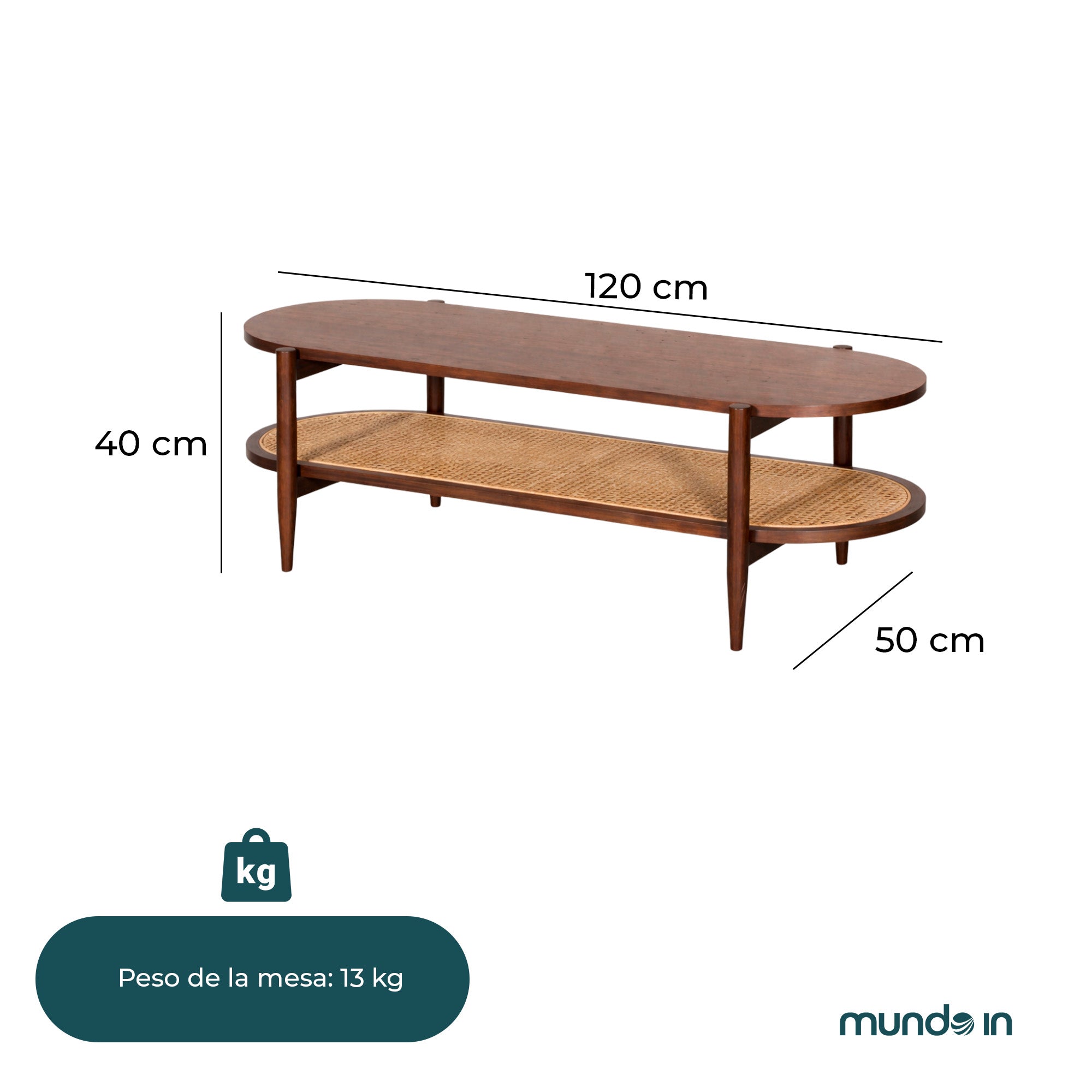 Mesa De Centro 120X50 Kangar 5021 - Roble