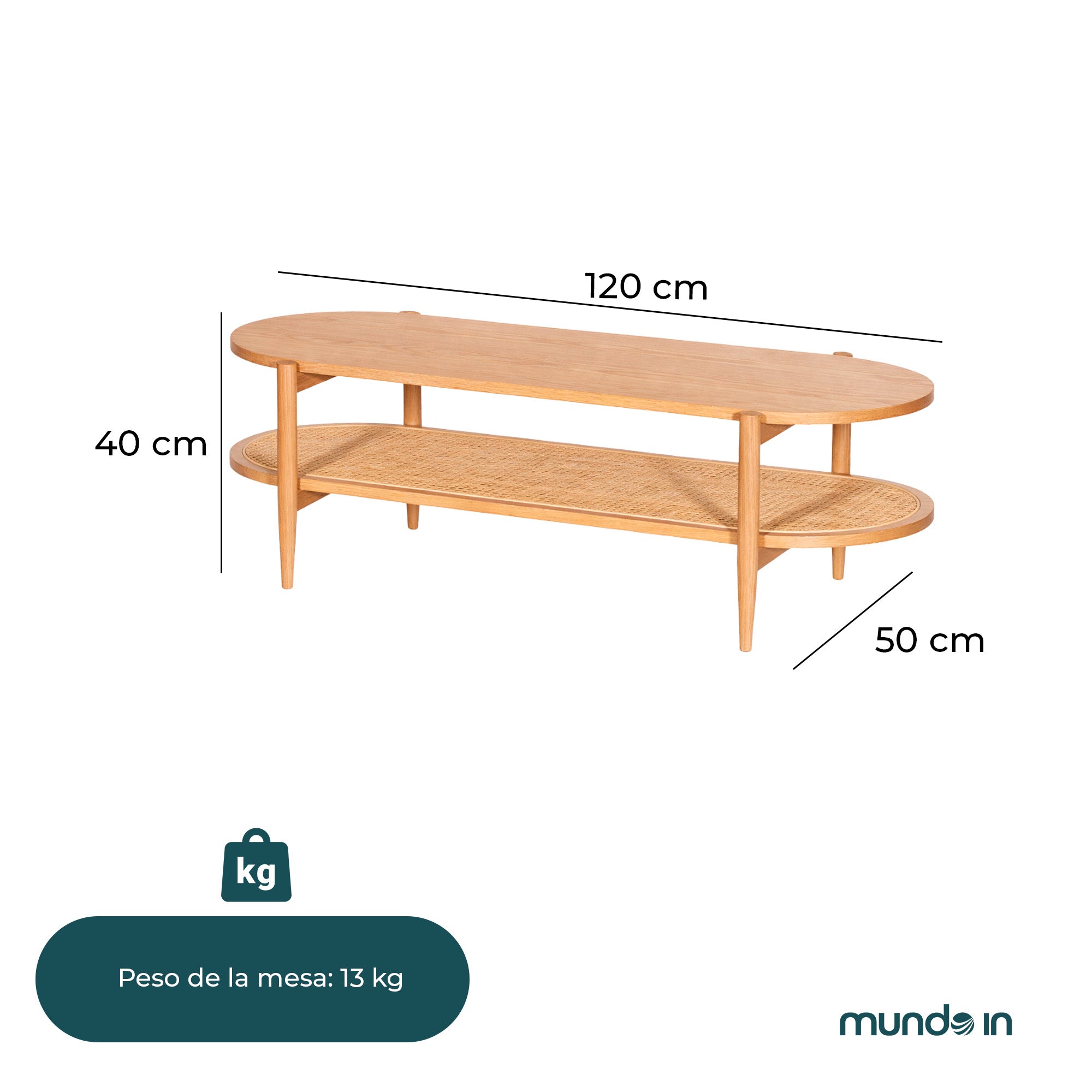 Mesa De Centro 120X50 Kangar 5021 - Roble