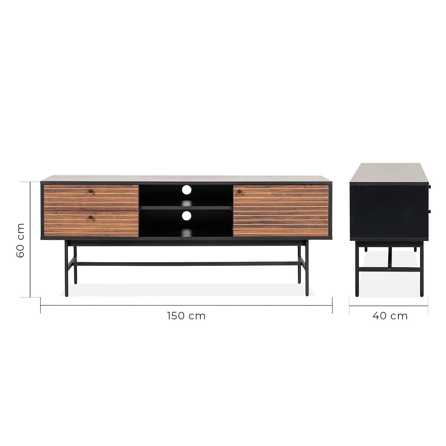 Mueble De Tv Piamonte 150X40 Negro - Nogal