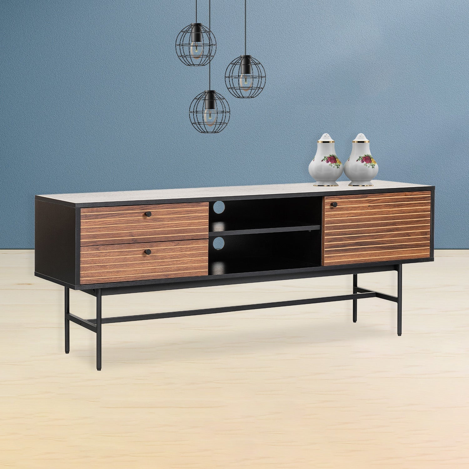 Mueble De Tv Piamonte 150X40 Negro - Nogal