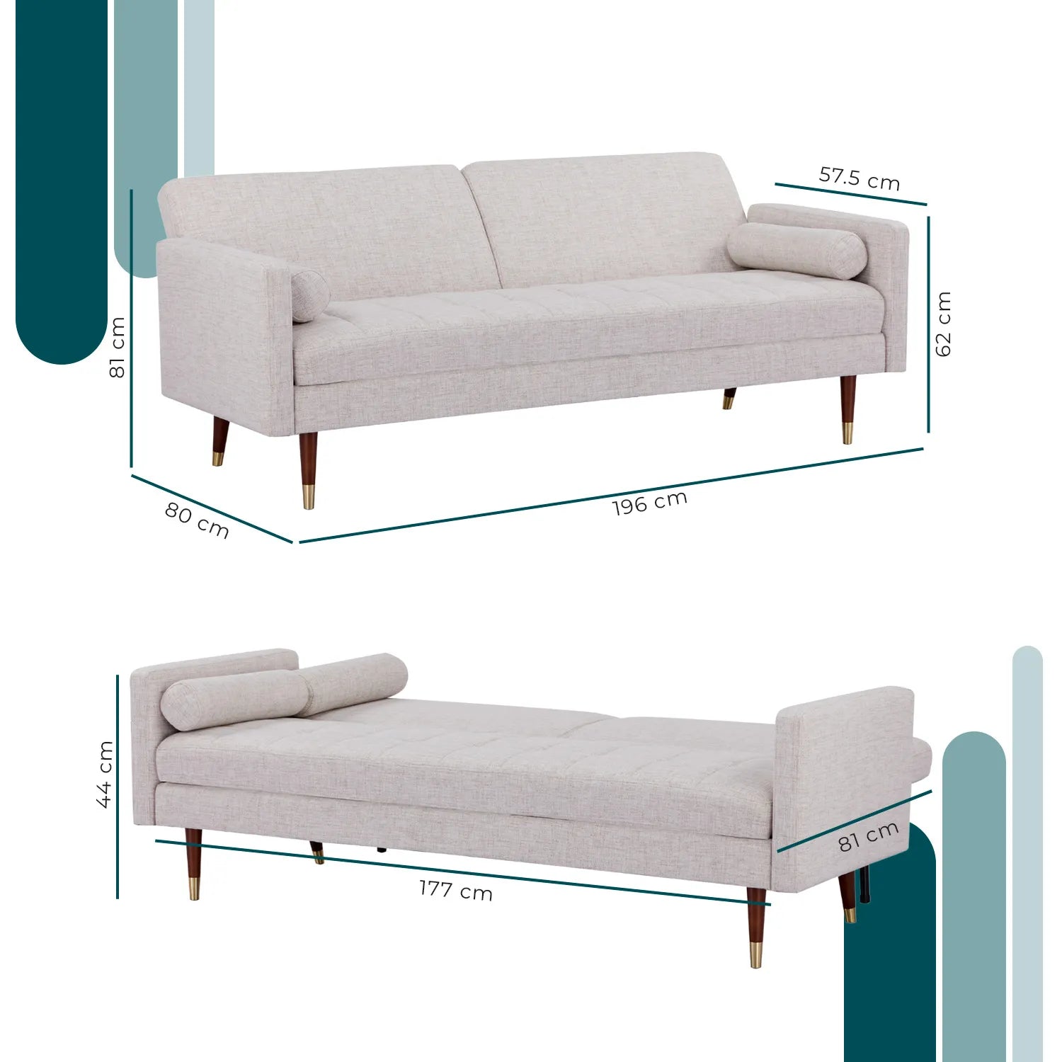 Sofa Cama Lecco L186 196X80X81 - Gris