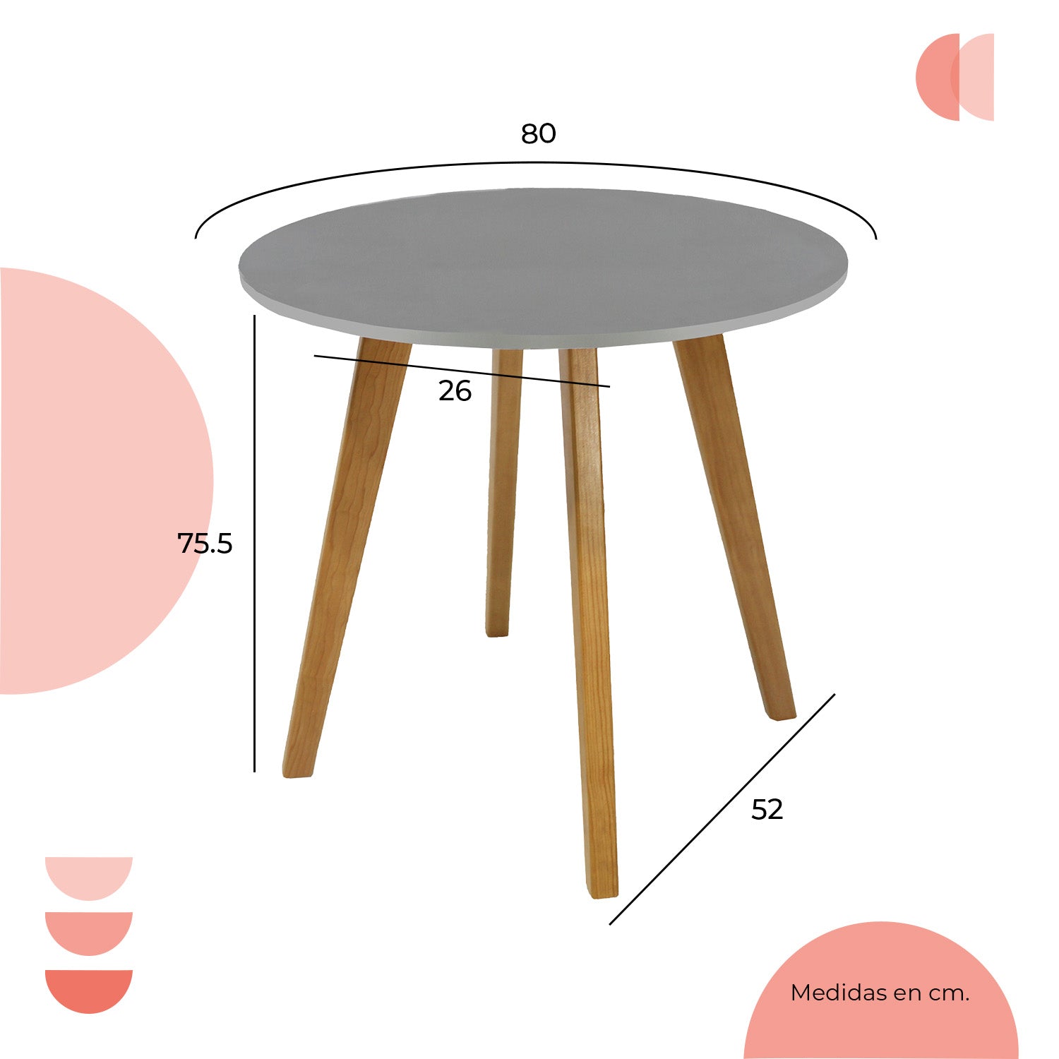 Mesa Frankfurt Circular 80 - Gris