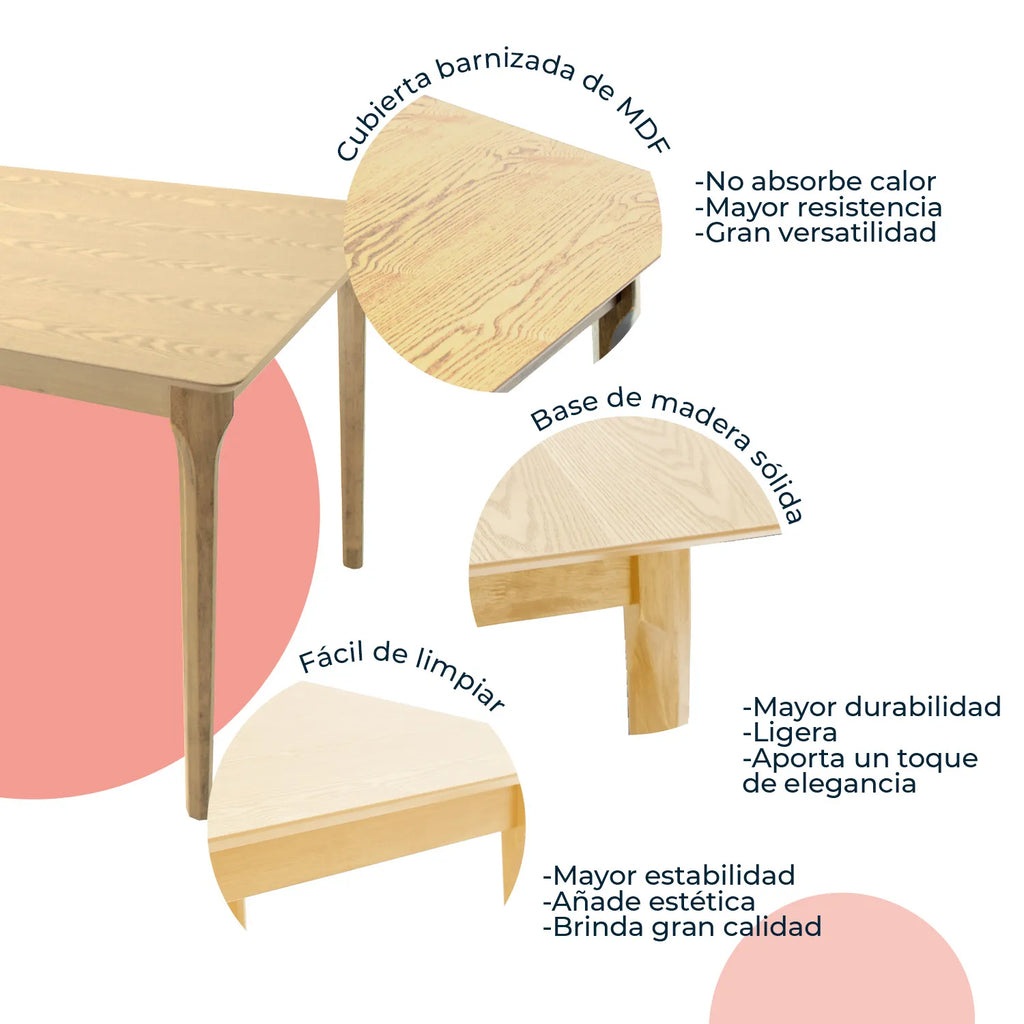 Mesa De Comedor 180X90 Madeira Chapa - Roble