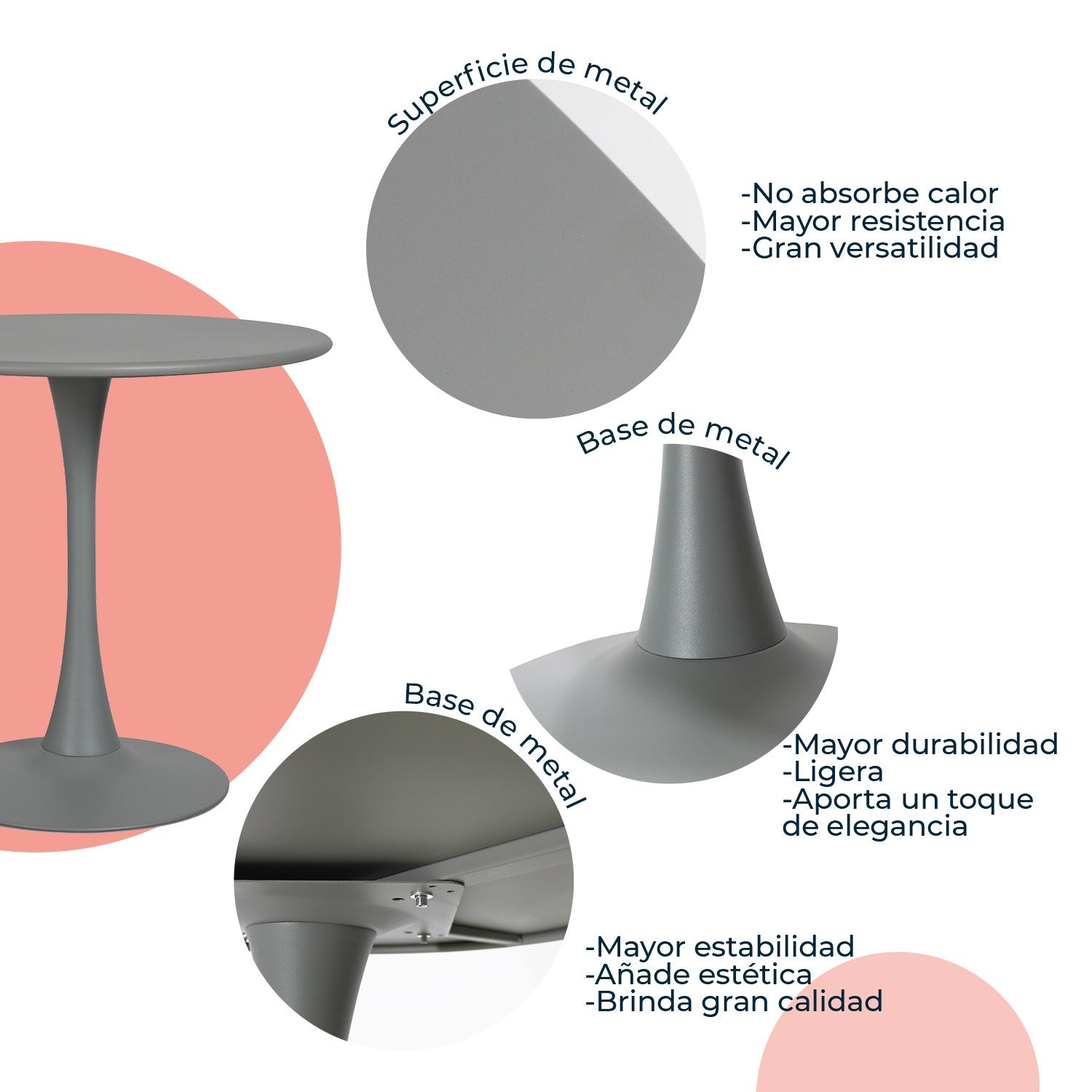 Mesa Exterior Vittoria 80 - Gris
