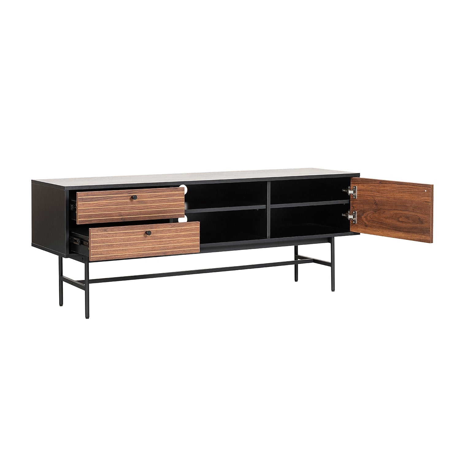 Mueble De Tv Piamonte 150X40 Negro - Nogal